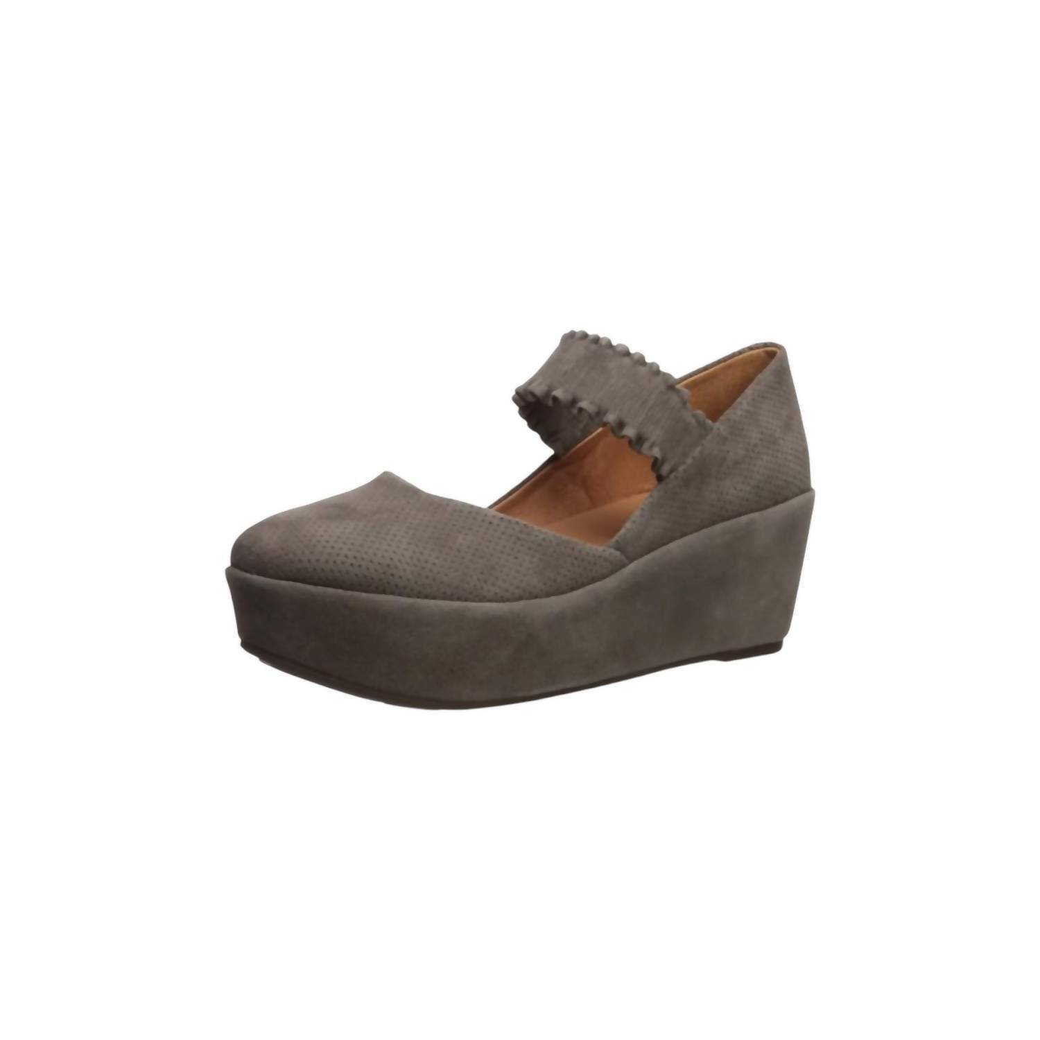New Gentle Souls Women's Nyssa Ruffle Strap Wedge 2 In Cement